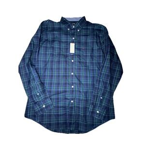 IZOD Men's LS Holiday Tartans Button-Up Long Sleeve Shirt L New